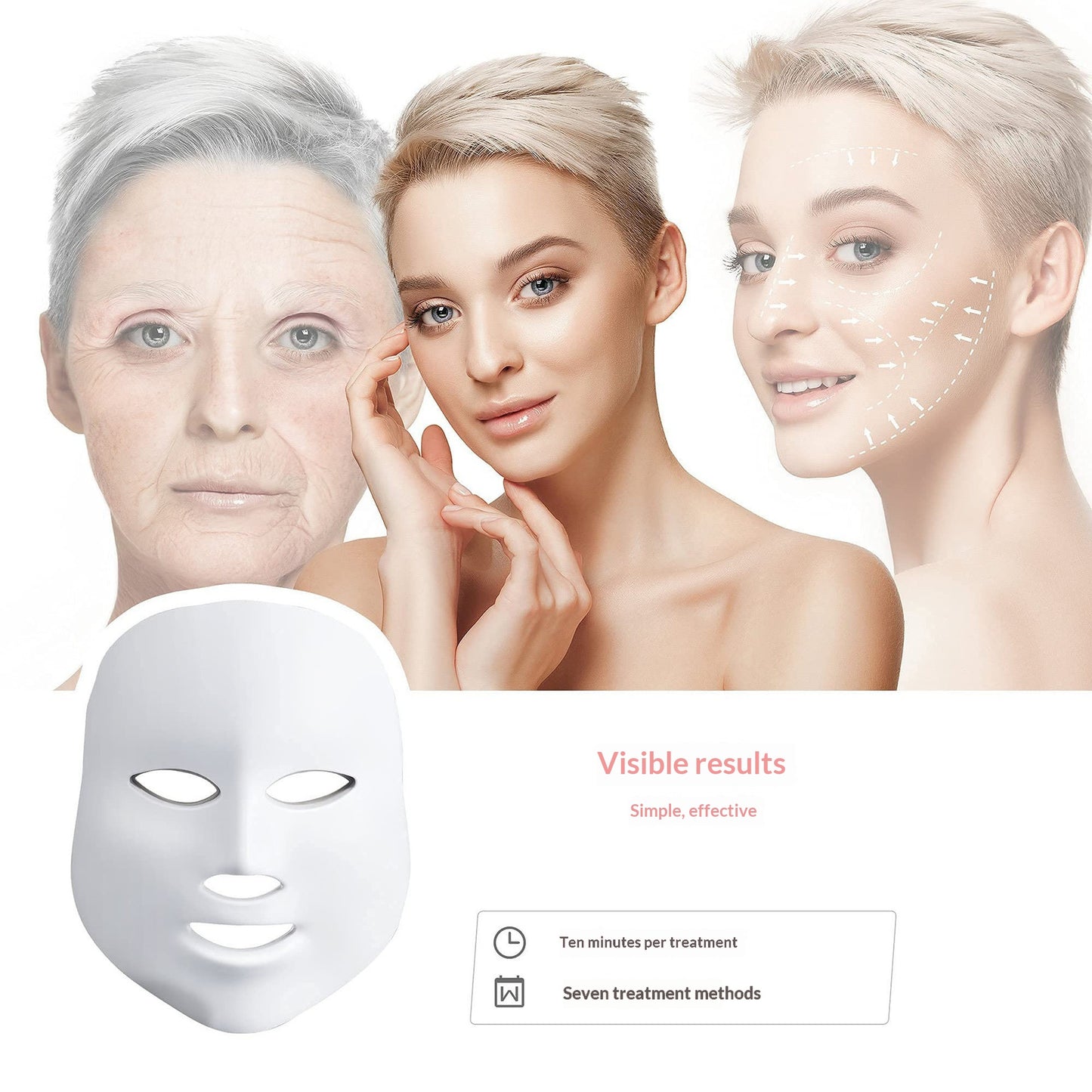 Masque de lumière 7 couleurs masque facial beauté instrument de rajeunissement du photon masque blanchissant la maison lumière LED